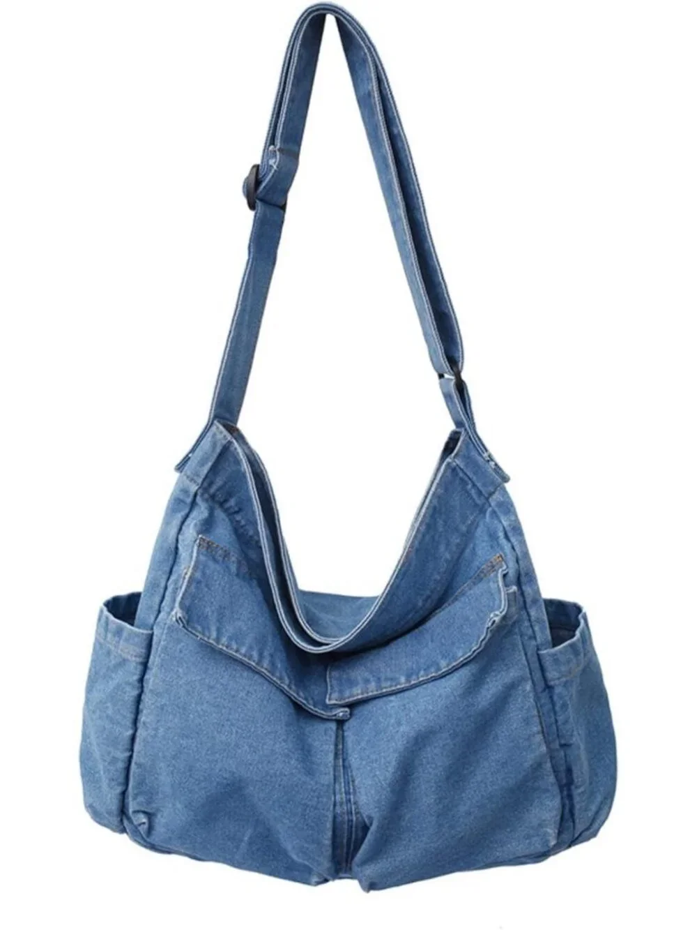 Casual Denim Canvas Messenger Tote Bag for Women & Men - Retro Aesthetic